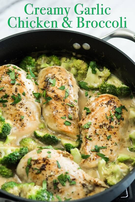 Skillet Creamy Garlic Chicken With Broccoli