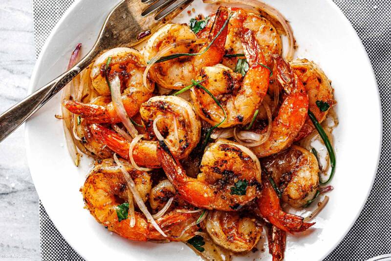 Grilled Shrimp And Shallots